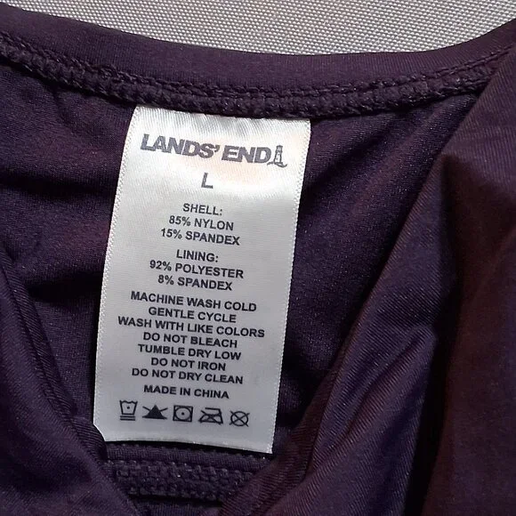 Lands' End Dark Purple Ruched Swimsuit - Picture 10 of 12